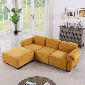 93 Length ,Fashionable Modular Sofa,iron Frame,chenille Sofa, Yellow, Suitable For Living Room (Option: Yellow)