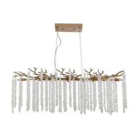 39-inch Modern Golden Pendant Light With Cascading Crystal Strands, Ideal For Living Room, Dining Room And Foyer, High-End Decorative Lighting Fi (Option: Default)