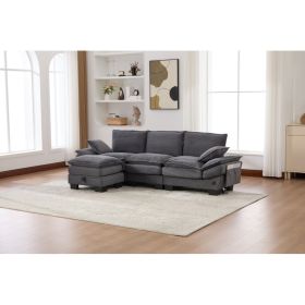 Sectional Cloud Modular Sofa,Deep Seat Sofa, Corduroy Sofa,Comfy Upholstered Furniture For Living Room, Apartment, Studio, Office,Having Multiple (Option: Dark gray)