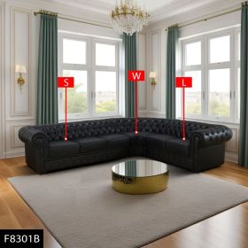 Pickup Only--88 Black Cow Top Leather 3-Piece Living Room Sofa Set (Option: F8301B.W.L.S)