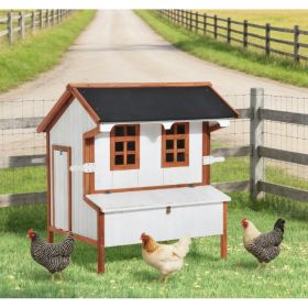 Portable Chicken House,Chicken Coop Wooden Chicken House,Rabbit Hutch Raised Poultry Cage (Option: BlackBrownCream White)