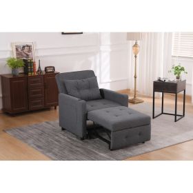 Sleeper Chair 3-in-1 Convertible Chair Bed Pull Out Sleeper Chair Beds Adjustable Single Armchair Sofa Bed With USB Ports, Side Pocket, Linen Gre (Option: Antique Grey)