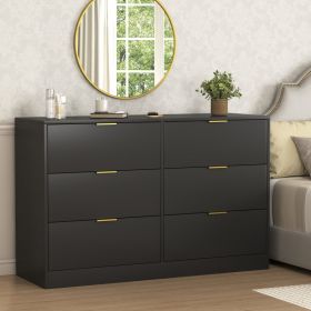 Simply Modern 6-Drawer Dresser, Chest Of Drawers For Bedroom, Living Room, Hallway, And Entryway - Large Storage Cabinet Black (Option: Black)