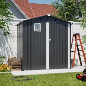 Metal Outdoor Storage Shed 6FT X 4FT, Steel Utility Tool Shed Storage House , Metal Sheds Outdoor Storage For Backyard Garden Patio Lawn 6 X 4,Gr (Option: Gray)