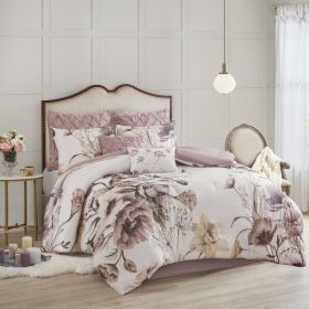 8 Piece Cotton Printed Comforter Set Blush Cal King (Option: Blush)