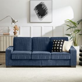 83.86 Corduroy Fabric Sofa,Modern Compressed Couch,3-Seater Sofa, Furniture For Living Room,Bedroom,office ,Blue (Option: Blue)