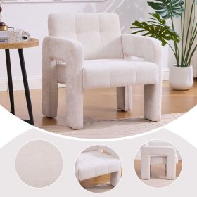 Modern Minimalist Casual Single Armchair Living Room, Bedroom, Office Area Upholstered Chair Comfortable Padded Armchair Nordic Style Casual Seat (Option: Beige)