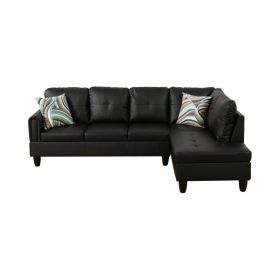 Pickup Only--Black Faux Leather 3-Piece Living Room Sofa Set (Option: F09721B2PCS  S.C)