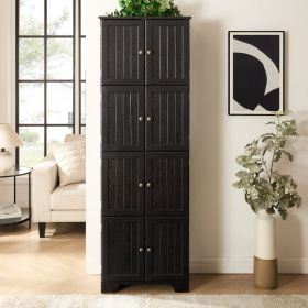 72.4  Tall Storage Cabinet Tall Storage Cabinet With 8 Doors And 4 Shelves ,Bookshelf Living Room, Kitchen, Dining Room, Office  Freestanding Sto (Option: Black)
