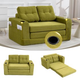 Convertible Sofa Bed,Expandable Double Sofa Bed, 2 In 1 Convertible Sofa Bed, Fold Out Floor Couch With Pillows For Living Room Bedroom Lounge (Option: Olive)