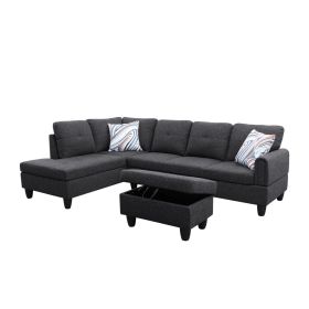 Only Self Pickup--Black Grey Linen Living Room Sofa Set (Option: F09706A  3PCS   S.C.O)