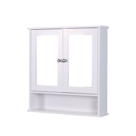 White Wall Mounted Bathroom Cabinet With 2 Mirror Doors And Adjustable Shelf (Option: White)