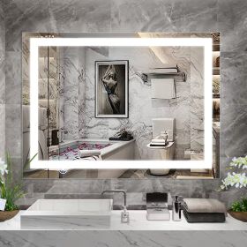 48  X 36  LED Bathroom Mirror With Anti-Fog And Touch Sensor -Modern Frameless Lighted Wall Mirror For Bathroom Vanity, Shower Room, Or Dressing (Option: Default)