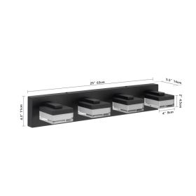 Black Bathroom Light Fixtures 4 Lights Bathroom Vanity Light LED Dimmable Matt Black Vanity Lights 24W Cool White 6000K (Option: Default)