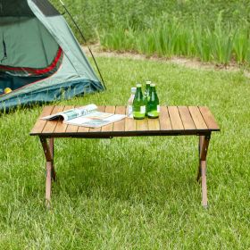 1-piece Folding Outdoor Table,Lightweight Aluminum Roll-up Rectangular Table For Indoor, Outdoor Camping, Picnics,Beach,Backyard, BBQ, Party, Pat (Option: Brown)