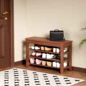 Adjustable Shoe-changing Bench, Storage Bench, Hidden Storage. With A Load-bearing Capacity Of Up To 550 Pounds, Suitable For Bedrooms And Corrid (Option: Walnut)