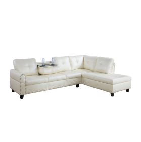 Only Self Pickup--White Faux Leather Synthetic Leather 3-Piece Sofa Set (Option: F09914B   2PCS  S.C)