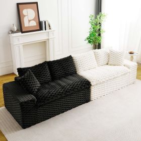Luxury Color-Block Turtle Velvet Multifunctional Sofa - Arrangeable In Single Row, Side-by-Side Or Facing Each Other, Stylish Living Room Furnitu (Option: White Black)