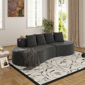 Modern Curved Sectional 3 Seat Minimalist Elegant Half Moon Sofa Compressed Modular Sectional Sofa For Living Room, Office, Apartment (Option: Dark gray)