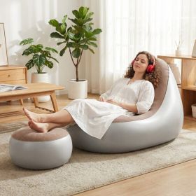 Inflatable Chair With Ottoman Flocked Water Proof Comfortable Blow Up Air Chair Brown (Option: Default)