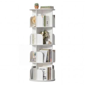 360 Degree Rotating Book Tower, Revolving Round Shelf Carousel, Vertical Spiral Corner Bookshelf (Option: 4 floors  White)