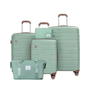 5-Piece Luggage Set,PP Hardshell Luggage Set With TSA Lock And Durable Spinner Wheels   20  24  28   A Travel Bag And A Toiletry Bag,Green (Option: Green)
