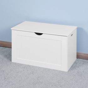 White Lift Top Entryway Storage Cabinet With 2 Safety Hinge, Wooden Toy Box (Option: White)