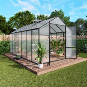 Newly Marketed Gain Height Windproofaluminum Greenhouse 8x14 FT Polycarbonate Greenhouse Raised Base And Anchor Aluminum Heavy Duty Walk-in Green (Option: Black)