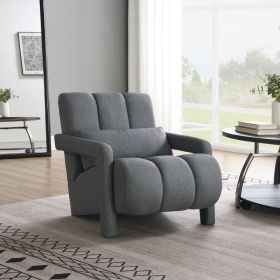 Modern Upholstered Accent Chair, Comfortable Linen Fabric With A Pillow For Living Room,bedroom.Linen, Dark Grey (Option: Dark grey)