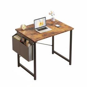 Small Office Desk For A Small Space, With Storage Bags And Hooks On The Computer Desk (Option: Brown55in)