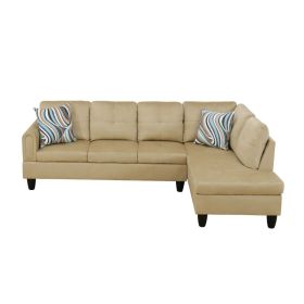 Pickup Only--Beige Flannel 3-Piece Living Room Sofa Set (Option: F09713B.2PCS .S.C)