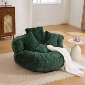 Bean Bag Chairs, Bean Bag Sofa For Adults, Kids,Oversized Corduroy Bean Bag Chair With 3 Pillows & Armrest,Beanbag Chair & Lazy Sofa With Foam Fi (Option: Emerald)