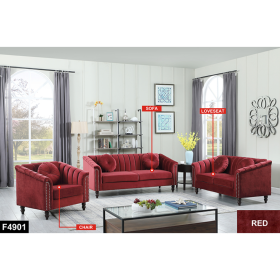 Pickup Only--Red Microfiber 3-Piece Couch Living Room Sofa Set (Option: F4901 C.L.S)
