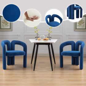 Contemporary Designed Velvet Fabric Upholstered Accent Dining Chair  Barrel Side Chairs Kitchen Armchair For Living Room Set Of 2  Navy Velvet (Option: Navy)