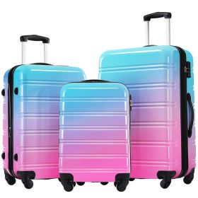Hardshell Luggage Sets 3 Piece Gradient Color Expandable Suitcase With Spinner Wheels And TSA Lock Lightweight 20 24 28 Available,Blue And Red (Option: BlueRed)