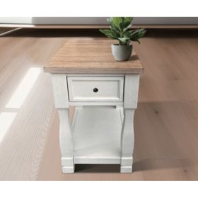 Pickup Only--Light Brown MDF Top And White Oak Drawer Living Room Side Table (Option: ST2004   SC)