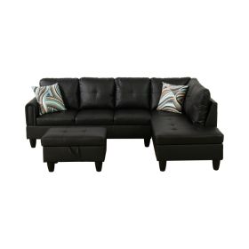 Pickup Only--Black Faux Leather 3-Piece Living Room Sofa Set (Option: F09721B3PCS  S.C.O)