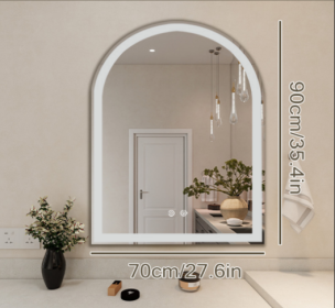 Smart Anti-fog LED Bathroom Mirror Arch Shape Dual Light 3 Color Temperatures Memory Dimming (Option: 2836)