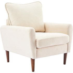 A Reading Chair With Cushioned Seat And Wooden Legs, Along With A Wide Single-person Modern Leisure Sofa (Option: Beige)