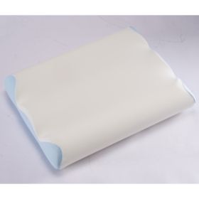Contour Memory Foam Pillow, Cervical Support Pillow, Detachable Breathable Cover (Option: White  Light Blue)