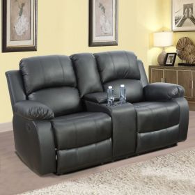 Pickup Only--Black Semi PU And PVC 3-Piece Couch Living Room Sofa Set (Option: GS2890B   L)