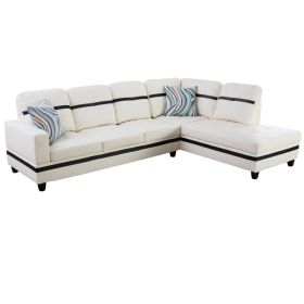 Pickup Only---White And Black Semi PU Synthetic Leather 3-Piece Couch Living Room Sofa Set (Option: 2PCS  S.C)