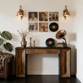 Dual-Tone Design Console Table,Sofa Table,Modern Entryway Table (Option: Black Brown)