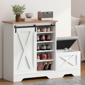 Shoe Cabinet, Entry Home Shoe Cabinet, Entrance Balcony Storage Cabinet, Large Capacity Shoe Rack, White (Option: White)