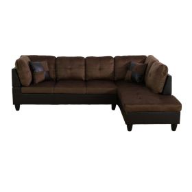 Pickup Only--Brown Lint And PVC 3-Piece Couch Living Room Sofa Set (Option: F107B2PCS   C.S)