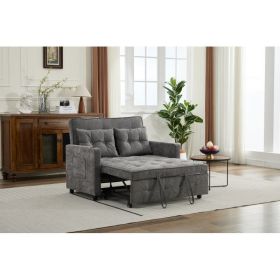 Sleeper Chair 3-in-1 Convertible Chair Bed Pull Out Sleeper Chair Beds Adjustable Double Armchair Sofa Bed With USB Ports, Side Pocket, Linen Gre (Option: Antique Grey)