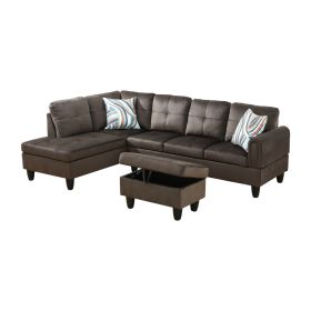 Only Self Pickup--Dark Brown Flannel 3-Piece Living Room Sofa Set (Option: F09715A   3PCS  S.C.O)