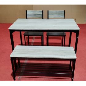 Three-piece Set Of Dining Table And Chairs (Option: Black)