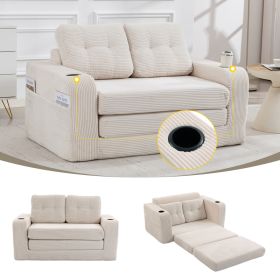 Convertible Sofa Bed,Expandable Double Sofa Bed, 2 In 1 Convertible Sofa Bed, Fold Out Floor Couch With Pillows For Living Room Bedroom Lounge (Option: Beige)