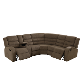 Pickup Only--Brown Stripe Fabric Living Room 3-Piece Recliner Intelligent Sofa Set (Option: GS43033PCS  W.LL.RL)